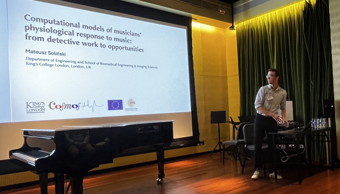 Dr Mateusz Soliński, a member of the COSMOS project, gave a presentation entitled: 'Computational models of musicians’ physiological response to music: from detective work to opportunities' at Mathemusical Encounters in Singapore.